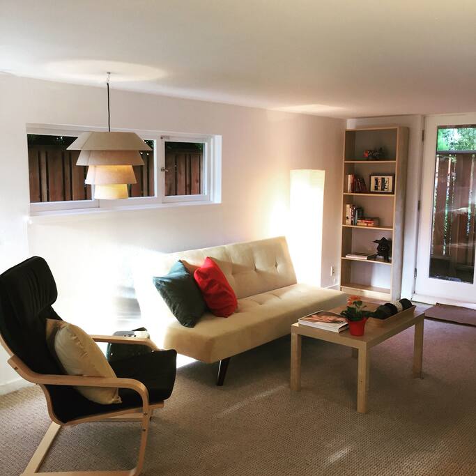 Living room with new convertible sofa