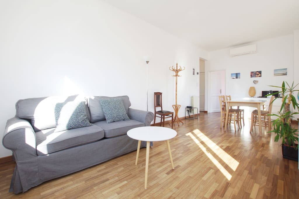 The living room with sofa bed