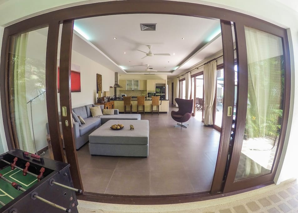 View of lounge and kitchen from patio