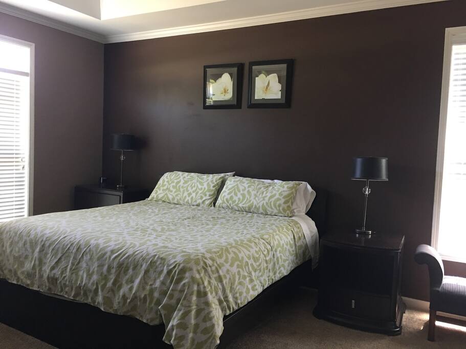 Master bedroom with a king size bed
