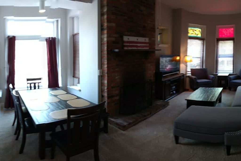 Living room and dining room