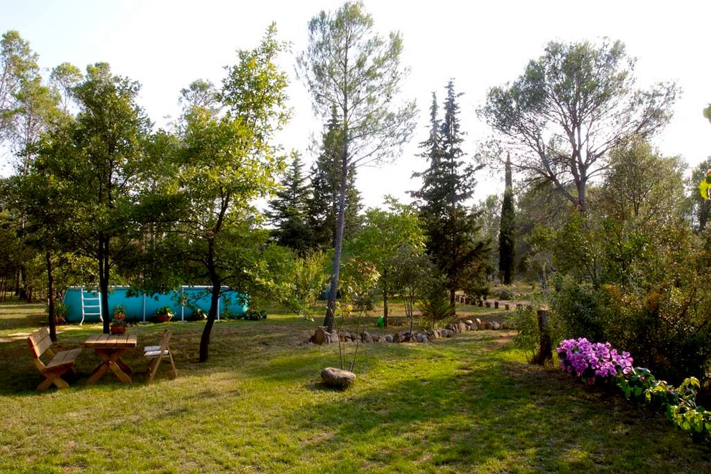 Vista de la piscina desde la casita