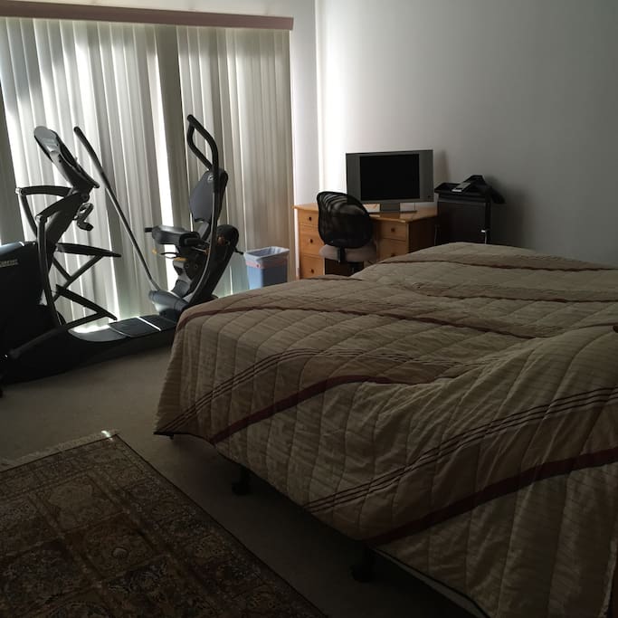 bedroom with sliding door/ view to south shore
