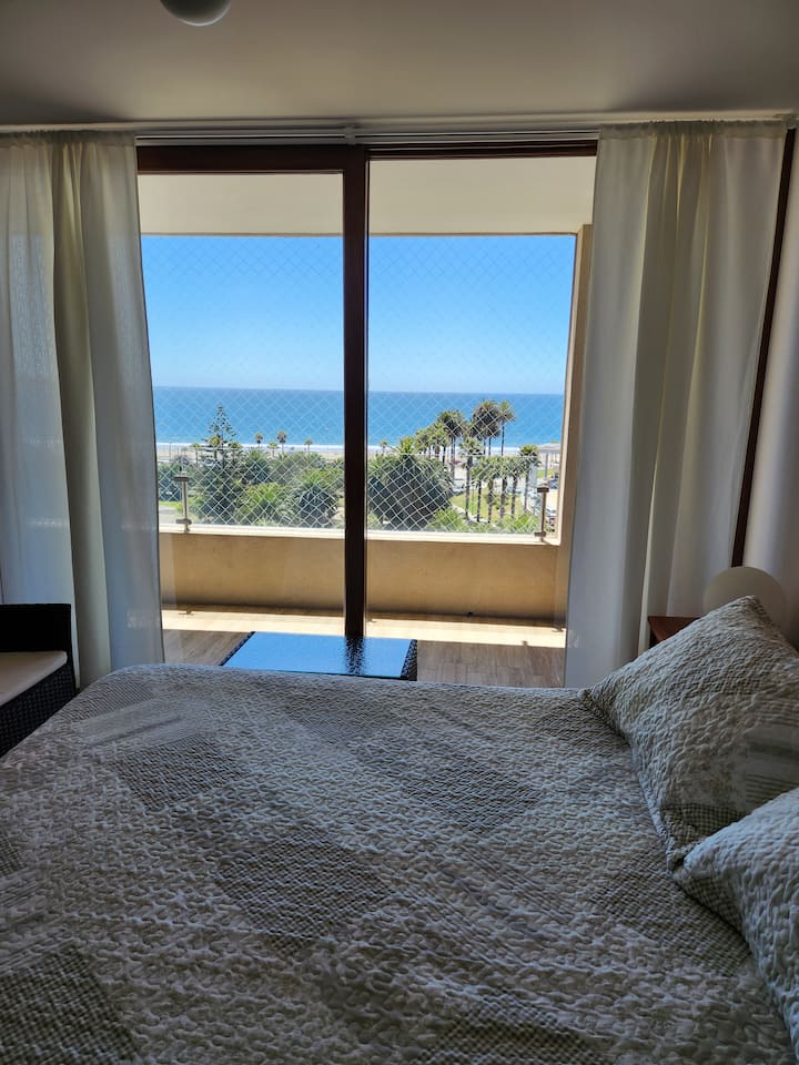 Updated photo double bedroom (master) with curtains.
