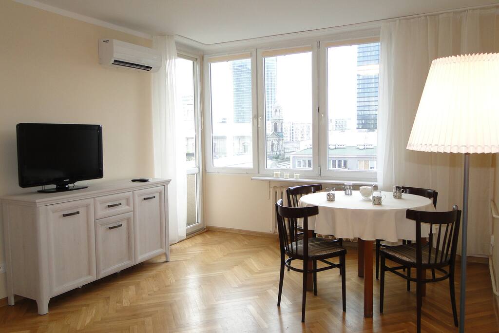 The living room with a balcony
