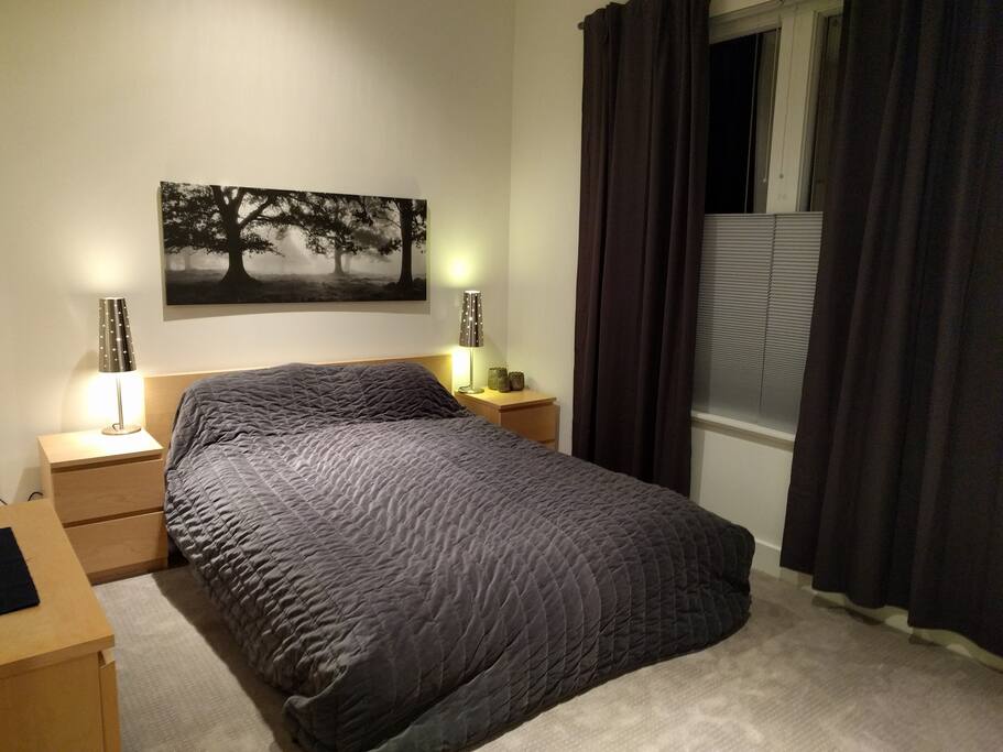 Your room has clean, Scandinavian inspired decorations and furniture.