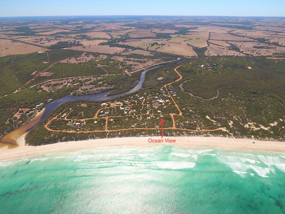 Aerial view depicting location of Ocean View (Harriet River on left)