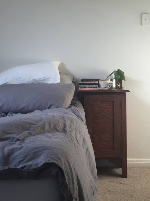 Bed and bedside table