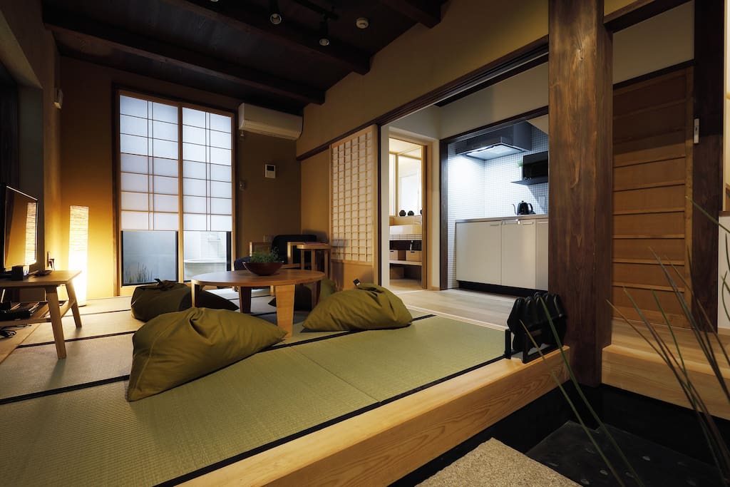 Downstairs lounge area, on traditional tatami mats.