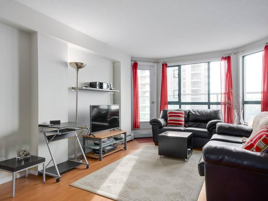 Living room with view to the street.