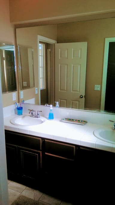 Private bath with double vanity