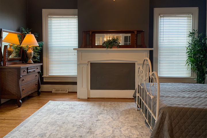 1st Floor Queen Bedroom - View 1 (Wheelchair accessible thanks to french doors and a low bed height)