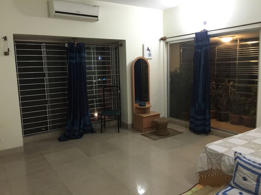 Master bed with AC, attached bath and Balcony
