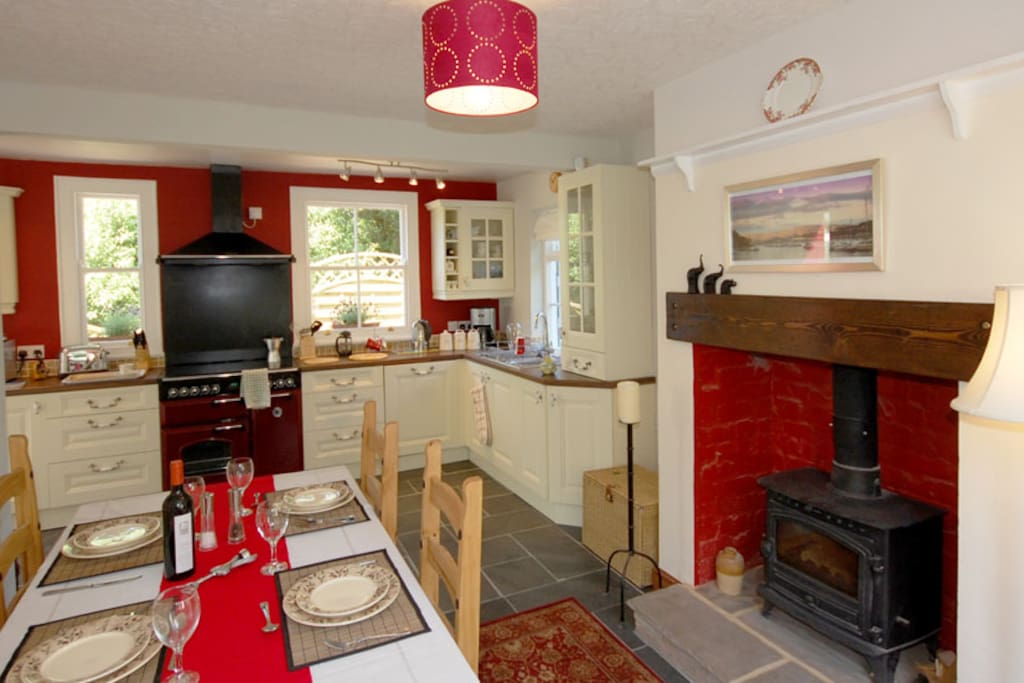 Dining Kitchen with Wood Burner