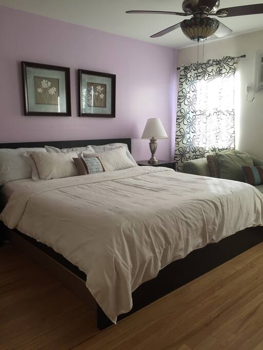 Room #1 (sleeps up to 3 people) + green couch on the corner could sleep 1 person.