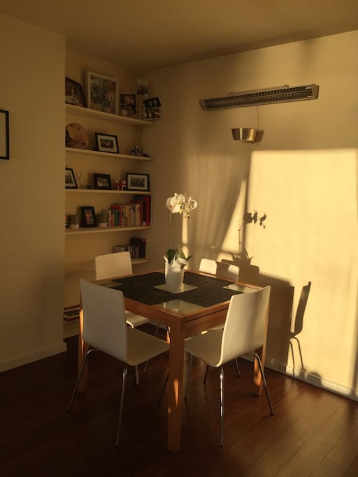 Dining table with water views