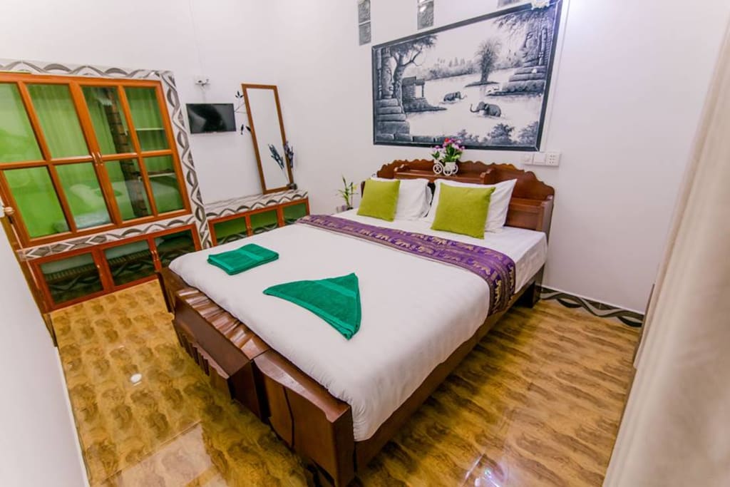 Bedroom with hand painted Art.