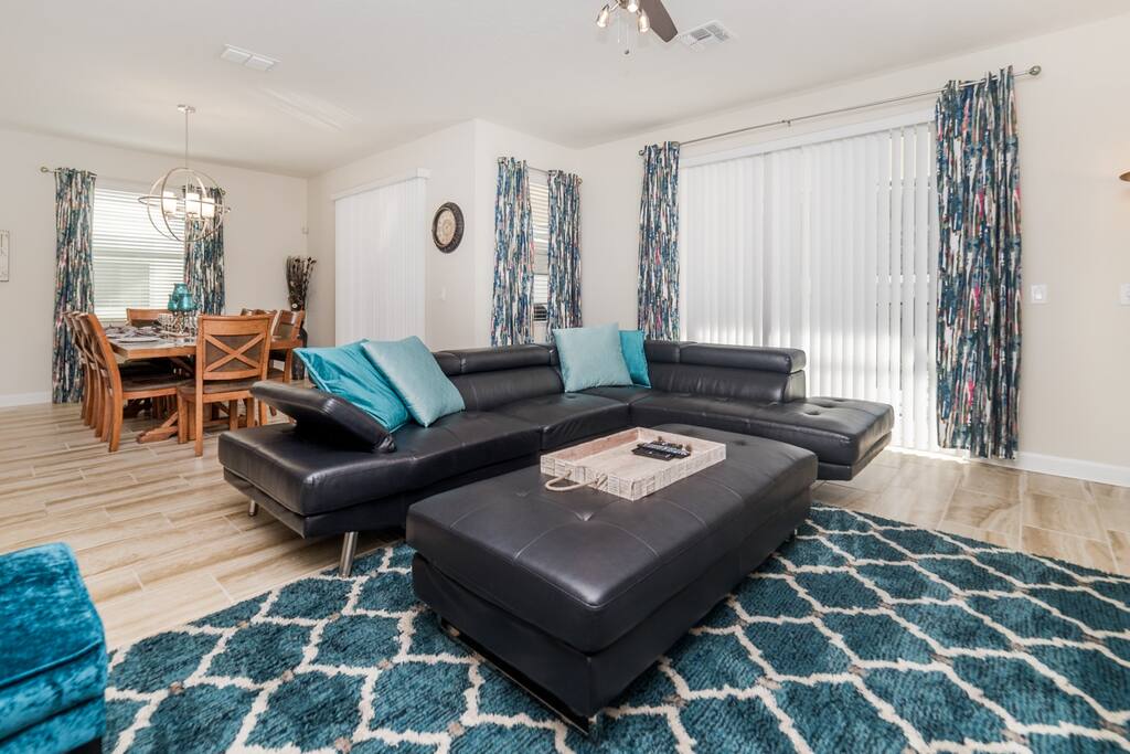 Large leather couch with 50
