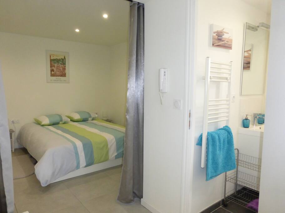 Lit double + salle de bain