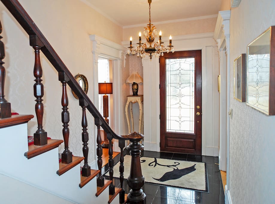 Front entrance and stairs leading to second floor