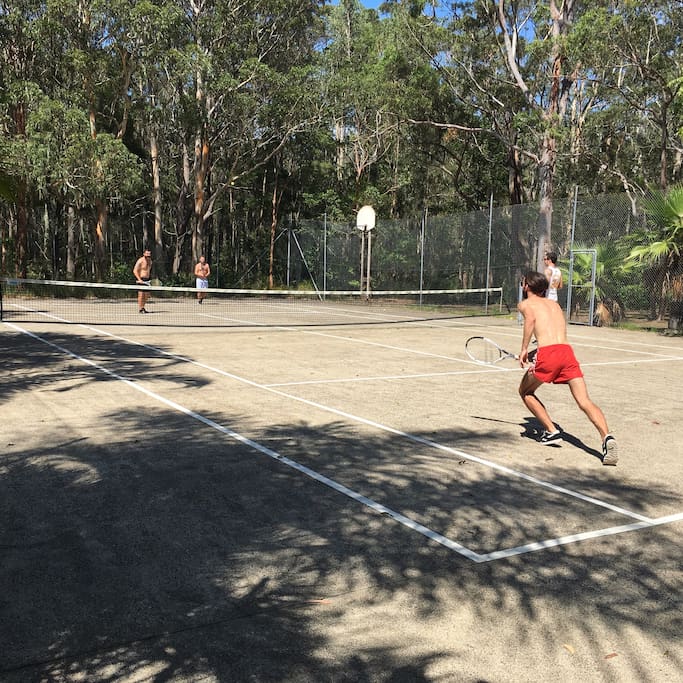 Having fun playing tennis