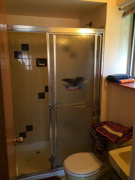 The private bathroom.