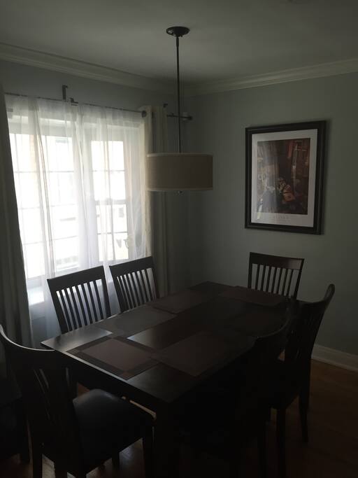 Dining room table fits six comfortably...