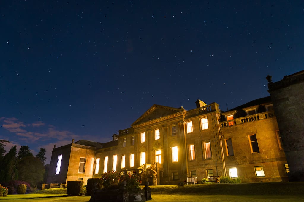 Springkell all lit up on a clear night