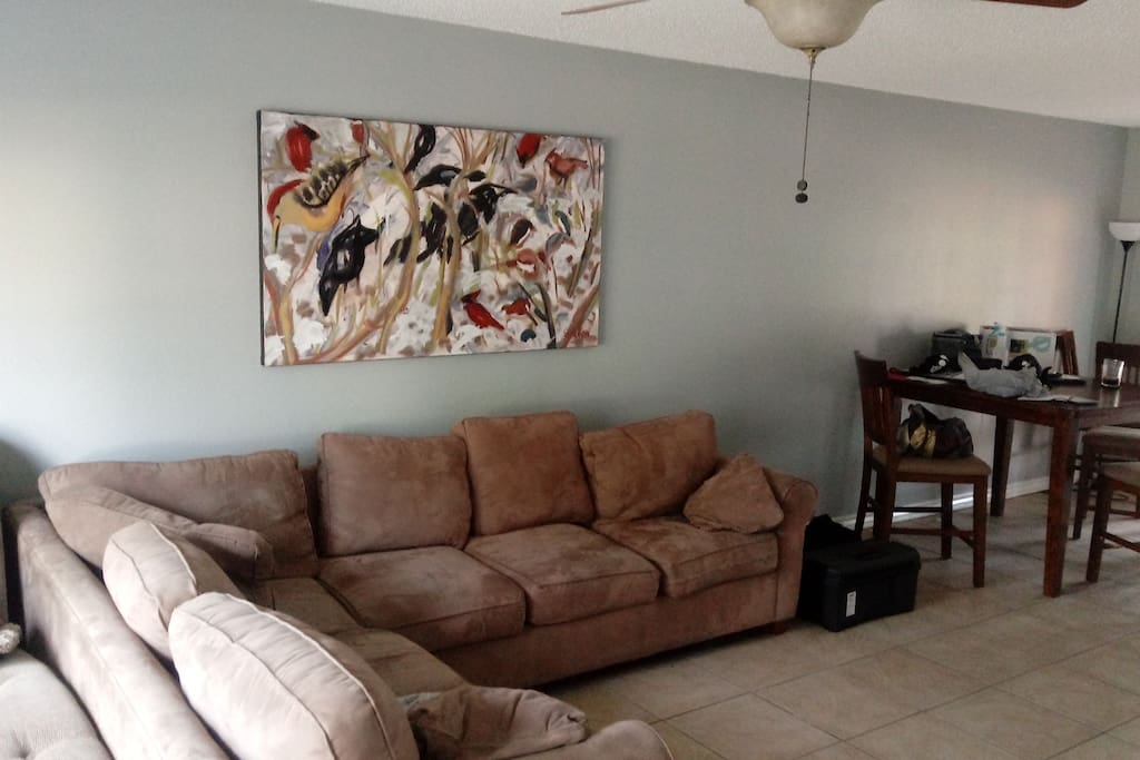 Living room couch + 1/2 bath