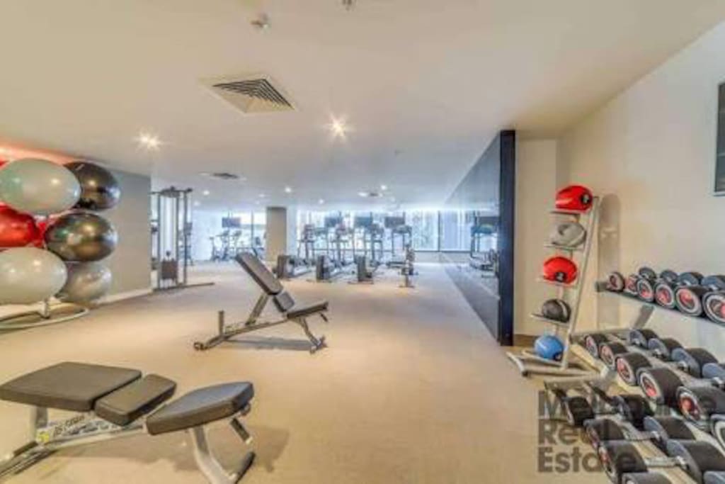 Fully equipped gymnasium on level 1 of the building exclusively available to guests with key access