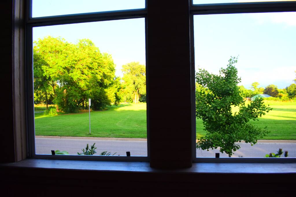 Sun porch views across the park.