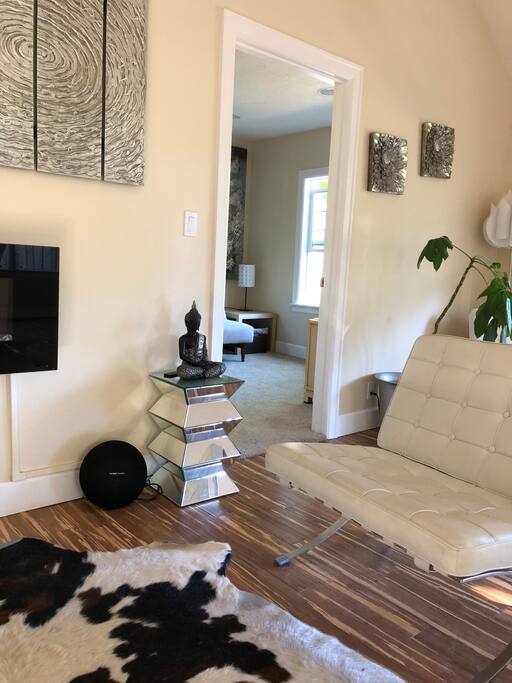 Entryway into private guest bed and bathroom