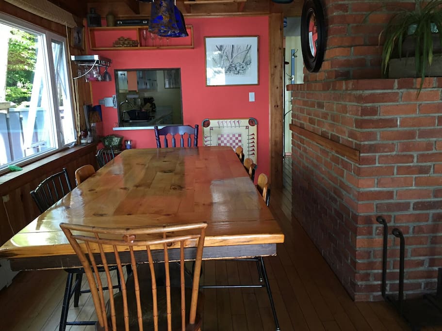 Dinning room with extra leaves available and a Ping Pong set up