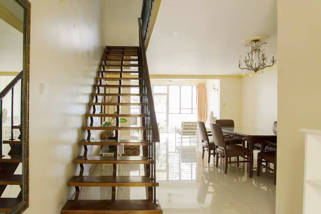 Living room and stairs to 2 bedrooms