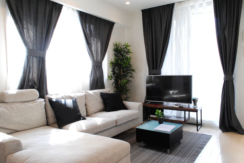 Large, comfortable designer sofa in the living room!