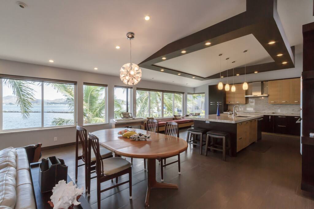 View of the dining and kitchen area.