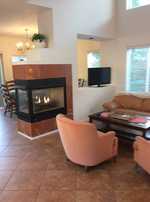 Gas Fireplace in living room.
