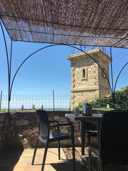 Spectacular views from the open plan living room overlooking the clock tower and Uzès