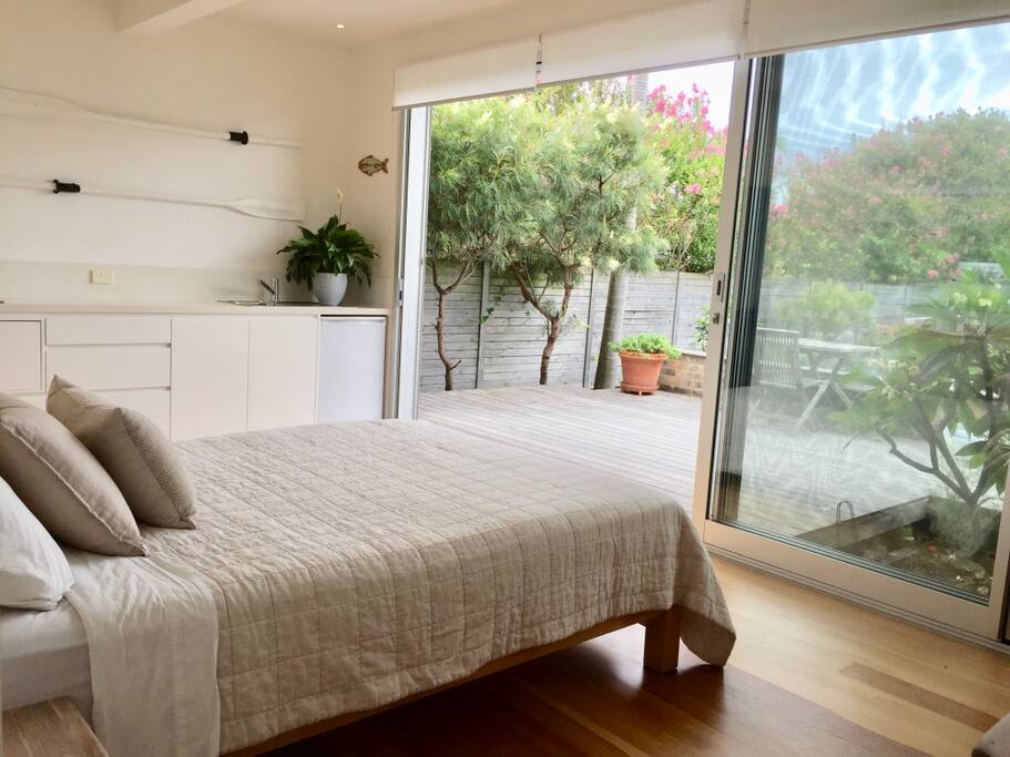 The Garden Room overlooks a large deck which is for your exclusive use.