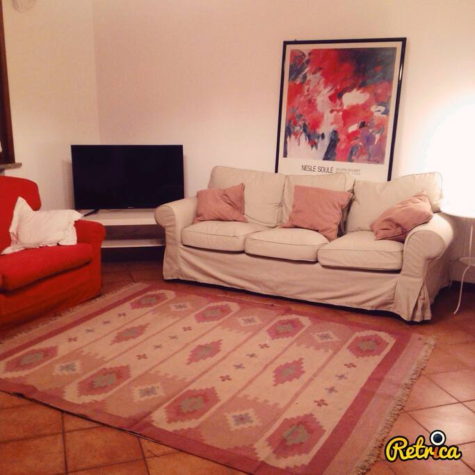 Soggiorno con dicano e TV