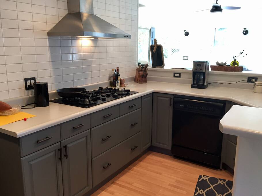 Kitchen opens to living room