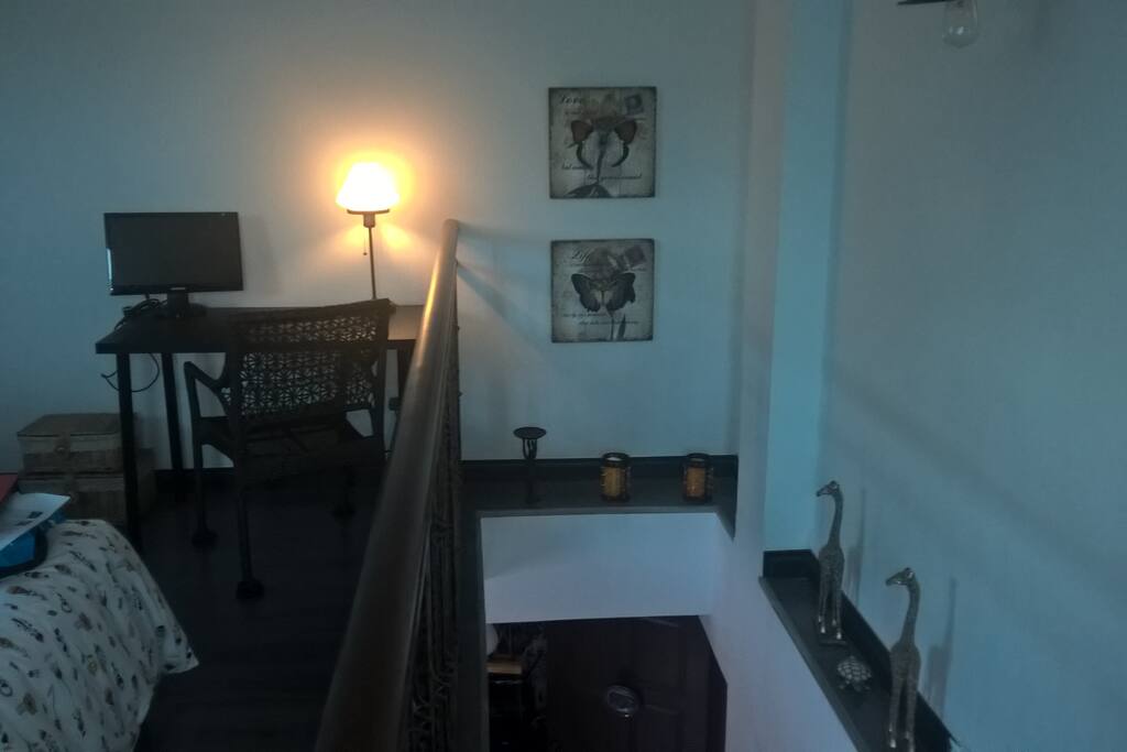 stairs to open concept room