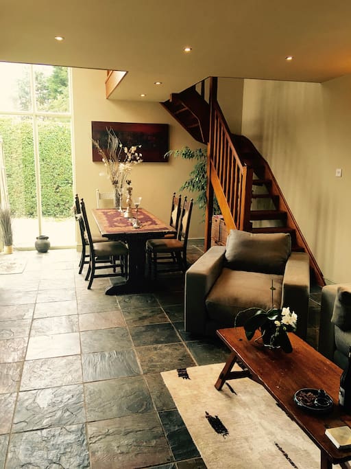 Lounge and stairs to mezzanine bedroom