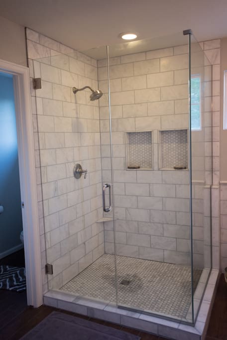 Custom master showerwith Carrara marble