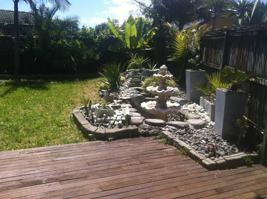 sunny deck and garden