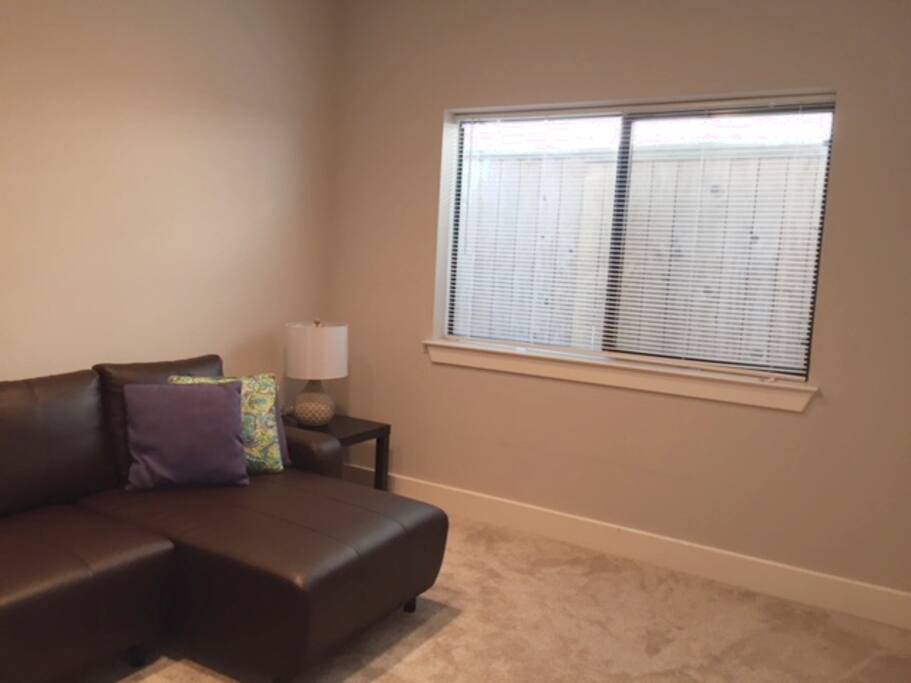Natural light lights up the room during the day.