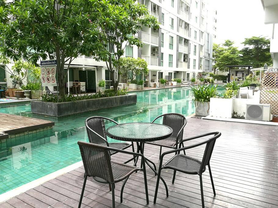 Your private 16 sqm terrace by the pool.