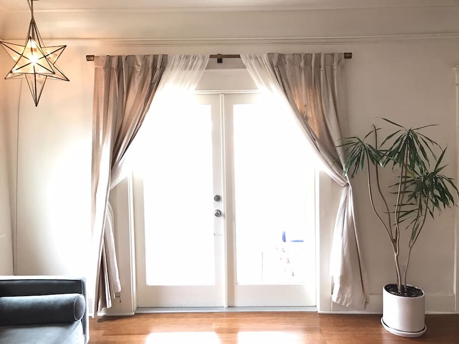 French doors to the porch off the living