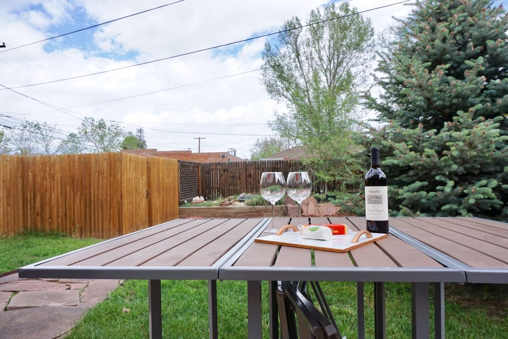 Enjoy cool evenings outside in our relaxing backyard