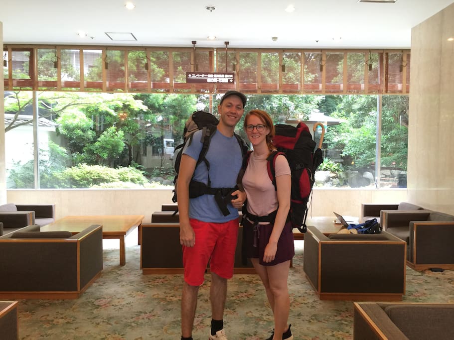 At our spacious lobby with a view of the Japanese garden.